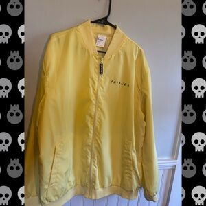 Friends Central Perk Yellow Bomber Jacket XL TV Show Logo Zip Up